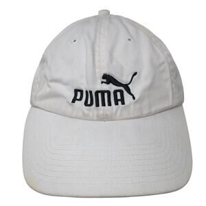 Puma Slideback Baseball Cap White One Size Adjustable Embroidered Vented Holes